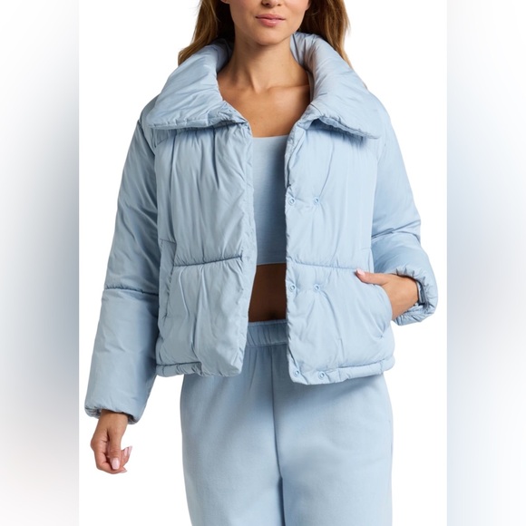Zella Jackets & Blazers - Zella Cozy Cocoon Puffer Jacket NWT L Blue Fog